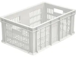 Ящик пластиковый перфорированный, 600x400x250 мм, 46 л, белый [201]