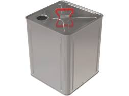 Канистра металлическая квадратная с пластиковой ручкой, 15 л, отверстие под берикап 42мм, серебристый [3785]